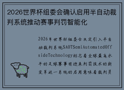 2026世界杯组委会确认启用半自动裁判系统推动赛事判罚智能化